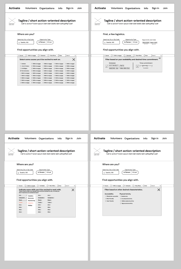 Lo/Mid Fi Desktop Onboarding